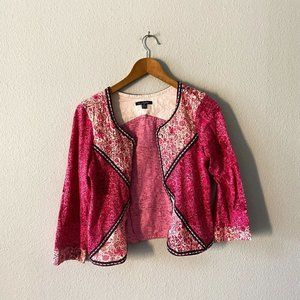 American Eagle Outfitters boho pink patchwork cardigan open size M